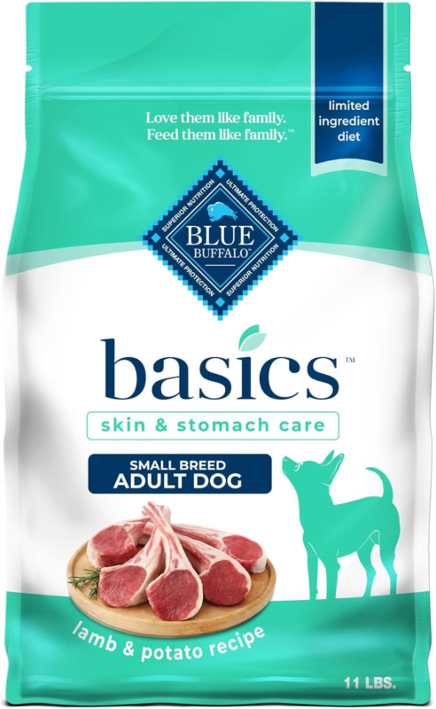 Blue Buffalo Basics Grain-Free Dry Dog Food for Small Breed Adult Dogs, Limited Ingredient Diet, Lamb Recipe, 11-lb. Bag : Pet Supplies