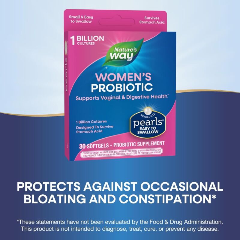 Nature's Way Women's Probiotic Pearls, Supports Vaginal and Digestive Health*, 1 Billion Live Cultures, No Refrigeration Required, 30 Softgels (Packaging May Vary) : Health & Household