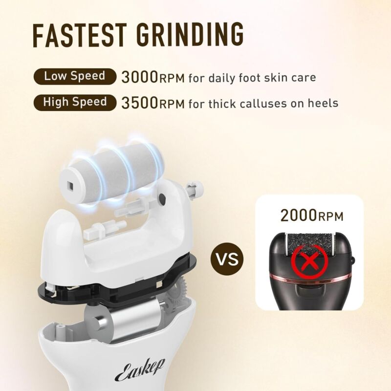 Electric Foot Callus Remover Easkep Rechargeable Portable Electronic Foot File Pedicure Tools, Waterproof 16 in 1 Callus Remover Kit, Professional Pedicure Kit for Dead Hard Cracked Dry Skin (Black) : Beauty & Personal Care