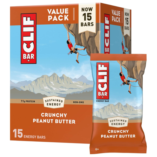 CLIF BAR - Crunchy Peanut Butter - Made with Organic Oats - Energy Bars - Non-GMO - Plant Based Protein Bars (15 Pack) : Health & Household