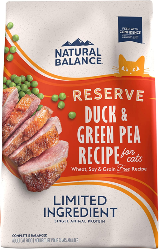 Natural Balance Limited Ingredient Adult Grain-Free Dry Cat Food, Reserve Duck & Green Pea Recipe, 10 Pound (Pack of 1) : Dry Pet Food : Pet Supplies
