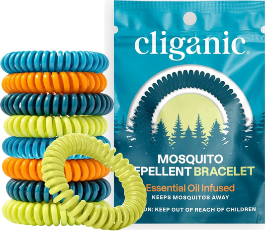 Cliganic 10 Pack Mosquito Repellent Bracelets, DEET-Free Bands, Individually Wrapped (Packaging May Vary) : Health & Household