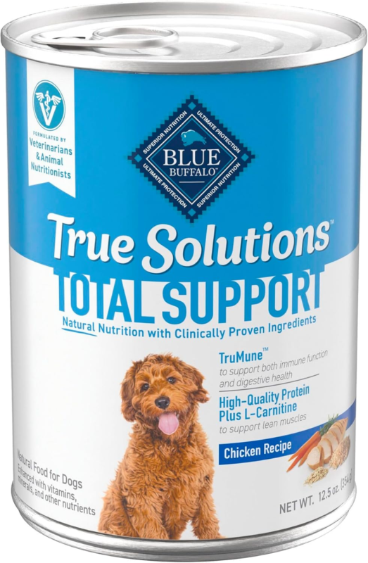 Blue Buffalo True Solutions Total Support Wet Dog Food for Adult Dogs, Made with Natural Ingredients, Chicken, 12.5-oz. Cans (12 Count): Pet Supplies: Amazon.com