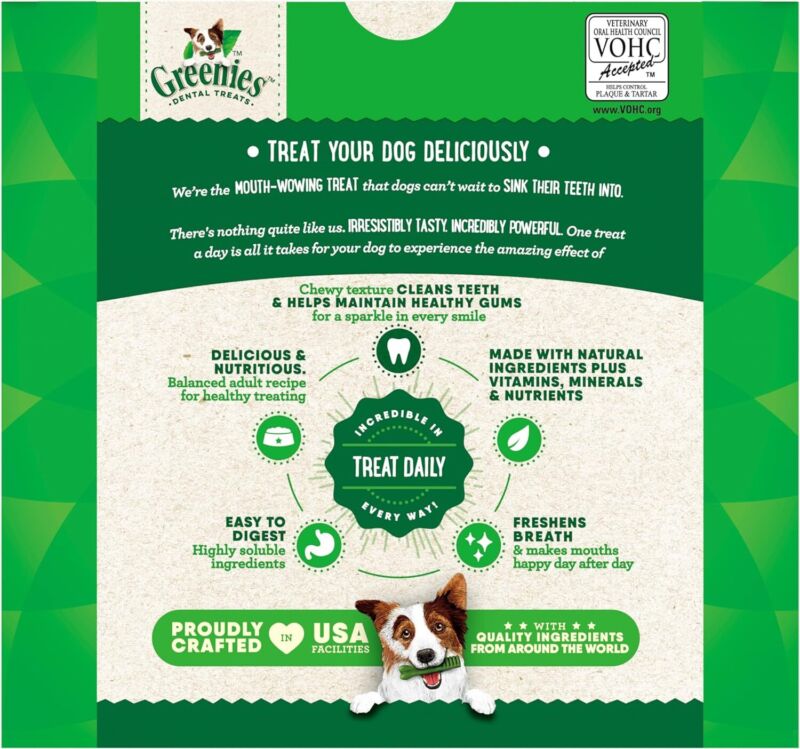 Greenies Original Regular Natural Dog Dental Care Dog Treats (36 Treats)