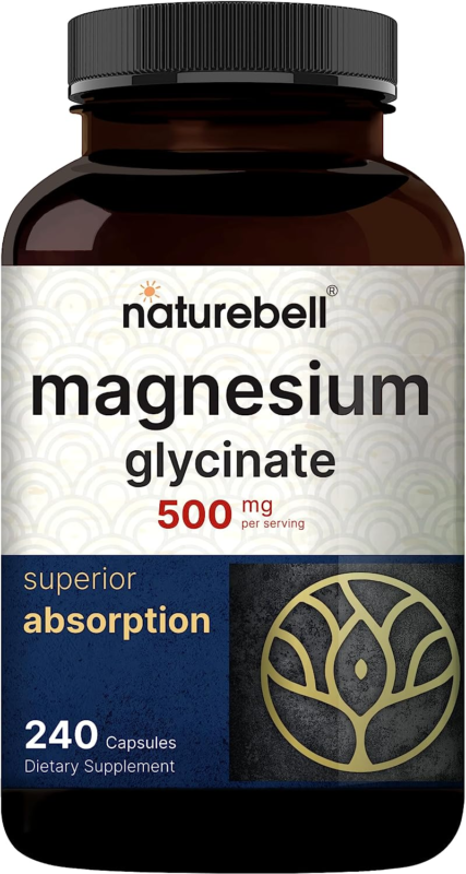 Magnesium Glycinate Capsules 500mg | 240 Count, 100% Chelated & Purified, 3rd Party Tested, Non-GMO & Gluten Free : Health & Household