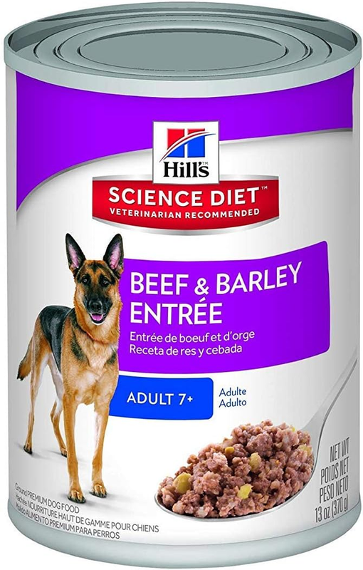 Hill's Science Diet Adult 7+, Senior Adult 7+ Premium Nutrition, Wet Dog Food, Beef & Barley Loaf, 13 oz Can, Case of 12