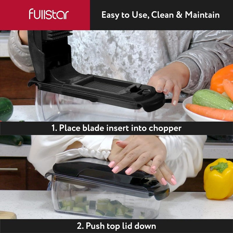 Fullstar Vegetable Chopper and Spiralizer - Food Chopper with Container, Fruit Slicer, Kitchen Gadgets & Accessories, Home Essentials (9 in 1, Black): Home & Kitchen