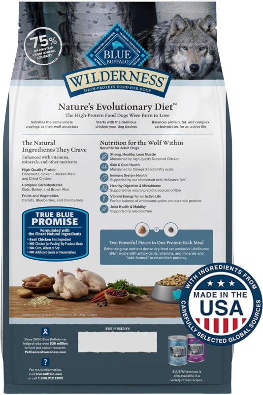 Blue Buffalo Wilderness Adult High-Protein Dry Dog Food Wholesome Grains Natural Ingredients : Pet Supplies
