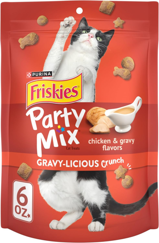 Purina Friskies Cat Treats, Party Mix Gravy-licious Crunch Chicken (6)x 6 oz