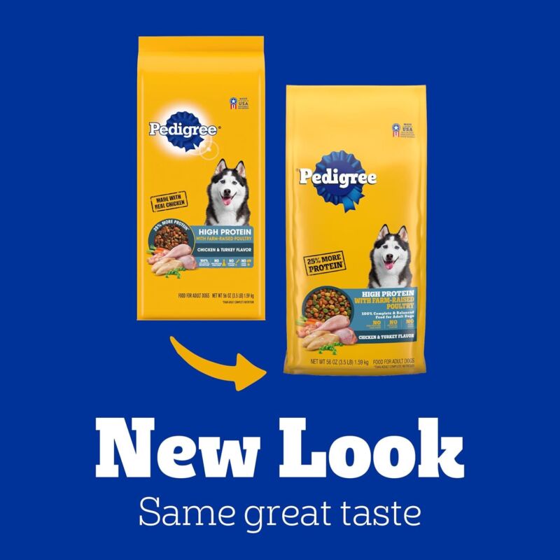 PEDIGREE High Protein Adult Dry Dog Food Chicken and Turkey Flavor Dog Kibble, 3.5 lb. Bag : Pet Supplies