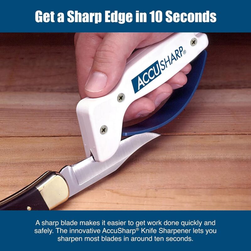 AccuSharp Knife Sharpener, Ergonomic Comfortable Handle, Compact & Easy to Use, Restore and Hone Straight & Serrated Knives, White : Home & Kitchen