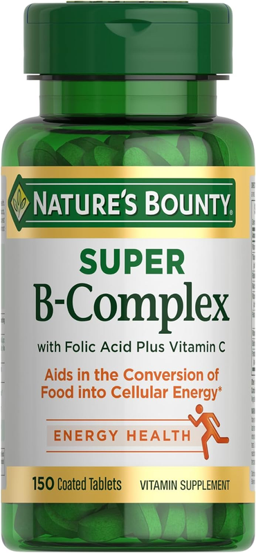 Nature's Bounty Super B Complex Vitamins with Vitamin C & Folic Acid, Vitamins for Immune & Cellular Energy Support, 150 Tablets : Health & Household