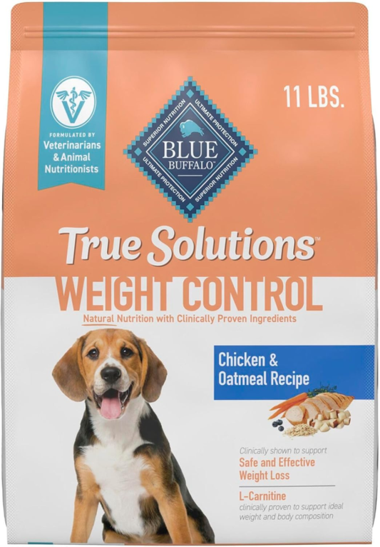 Blue Buffalo True Solutions Weight Control Natural Dry Dog Food for Adult Dogs, Chicken, 11-lb. Bag