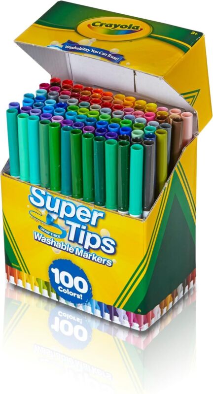 Crayola Super Tips Marker Set 100ct Washable Fine Point Markers for Kids & Adult