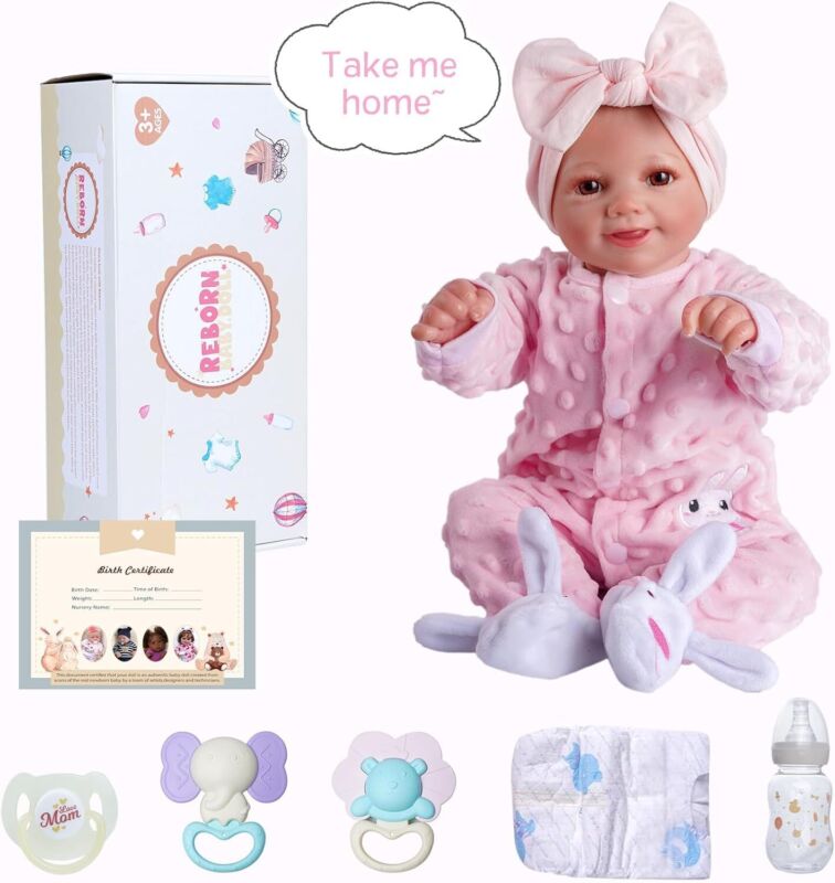 BABESIDE Reborn Baby Dolls Sunny - 17Inch Cute Soft Vinyl Realistic Baby Doll Poseable Smiling Real Life Baby Dolls with Complete Accessories for 3+ Years Old Gifts : Toys & Games