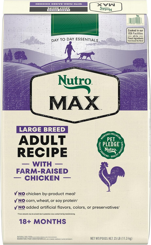 Nutro Max Adult Large Breed Dry Dog Food with Farm-Raised Chicken, 25 lb. Bag : Pet Supplies