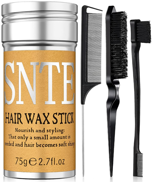 Slick Back Hair Brush Set: Hair Wax, Edge Brush, Rat Tail Comb, Bristle Brush, Hair Bun Accessories, Smoothing Brush for Women & Kids : Beauty & Personal Care