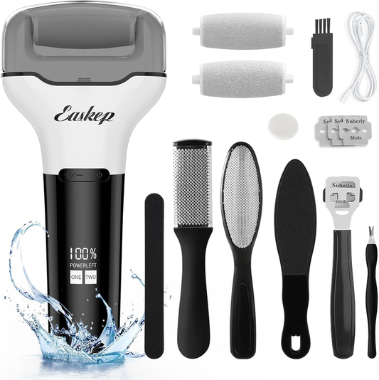 Electric Foot Callus Remover Easkep Rechargeable Portable Electronic Foot File Pedicure Tools, Waterproof 16 in 1 Callus Remover Kit, Professional Pedicure Kit for Dead Hard Cracked Dry Skin (Black) : Beauty & Personal Care