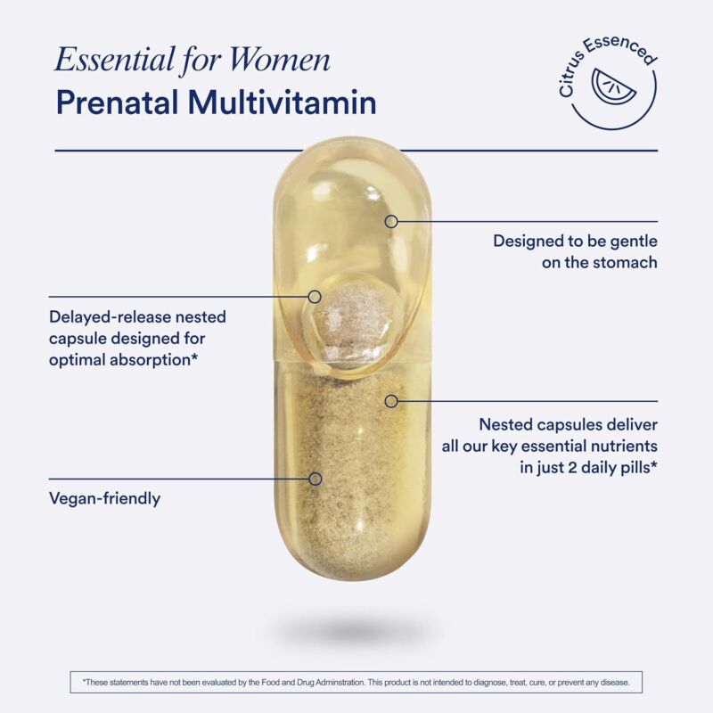 Ritual Essential for Women Prenatal Multivitamin: Folate & Choline for Neural Tube Support, Omega-3 DHA for Fetal Brain Development, Iron, Calcium-Helper D3 & K2, Non-GMO, Vegan, Citrus, 30 Days : Health & Household