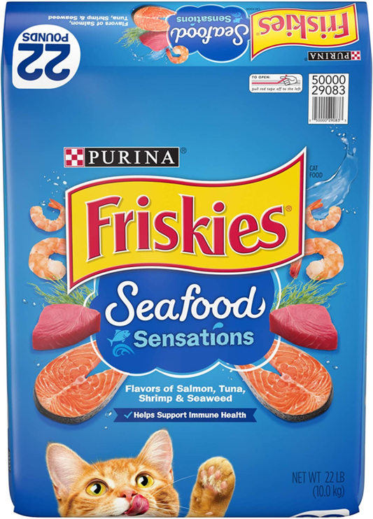 Purina Friskies Dry Cat Food, Seafood Sensations - 22 lb. Bag : Pet Supplies