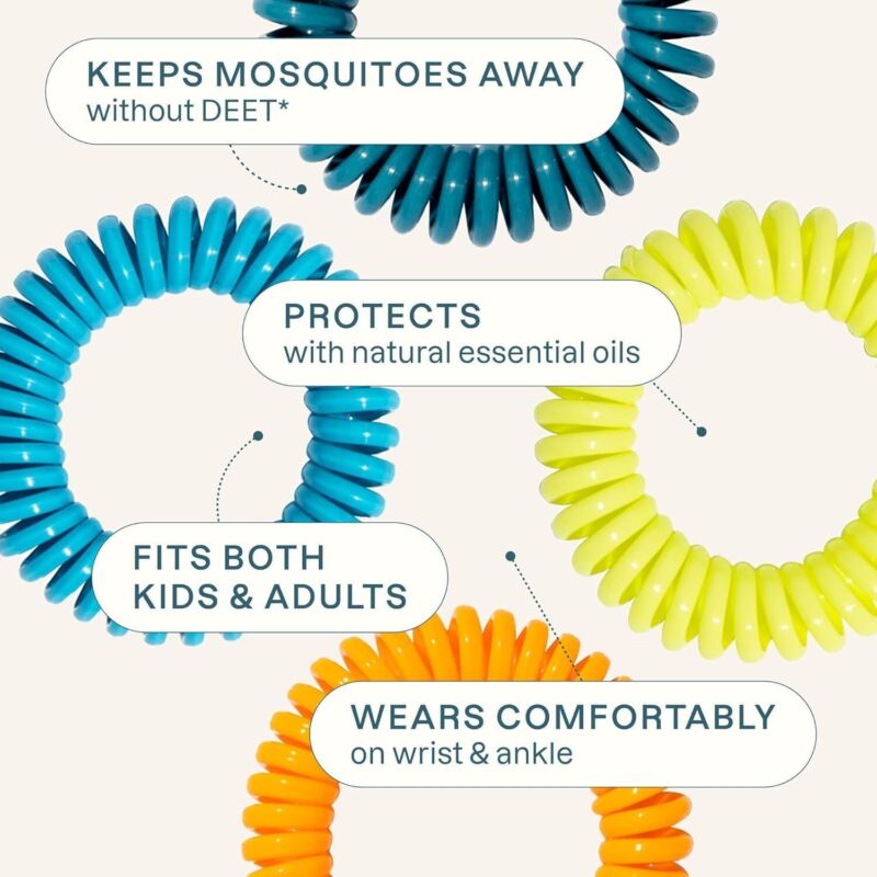 Cliganic 10 Pack Mosquito Repellent Bracelets, DEET-Free Bands, Individually Wrapped (Packaging May Vary) : Health & Household