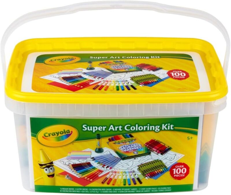 Crayola Super Art Coloring Kit (100+ Pcs), Arts & Crafts Set for Kids, Coloring Supplies, Arts & Crafts Set, Gifts for Kids [Amazon Exclusive] : Toys & Games