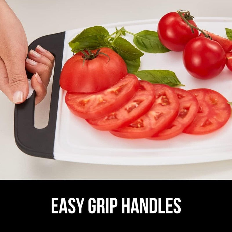 GORILLA GRIP 100% BPA-Free Reversible Kitchen Cutting Board Set of 3, Nonporous, Juice Grooves to Catch Liquid, Slip Resistant Handle Border, Dishwasher Safe, Durable Large Food Chopping Boards, Black : Home & Kitchen