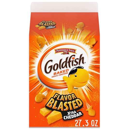 Goldfish Flavor Blasted Xtra Cheddar Cheese Crackers, 27.3 oz Carton : Goldfish