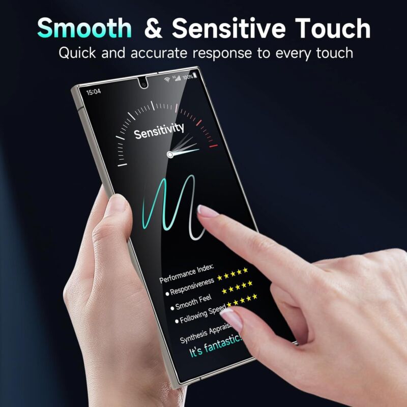 YWXTW EZ Unlock for Samsung Galaxy S24 Ultra Privacy Screen Protector, [0.1S Ultrasonic Fingerprint Support] [Not Glass] 25° Anti Spy Private S24 Ultra Screen Protector Case Friendly, 2 Pack : Cell Phones & Accessories