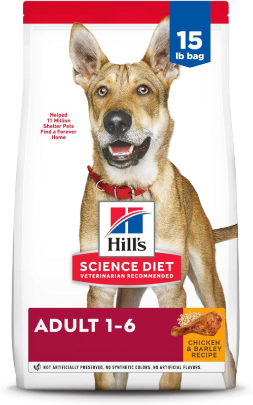 Hill's Science Diet Adult 1-6, Adult 1-6 Premium Nutrition, Dry Dog Food, Chicken & Barley, 15 lb Bag : Pet Supplies