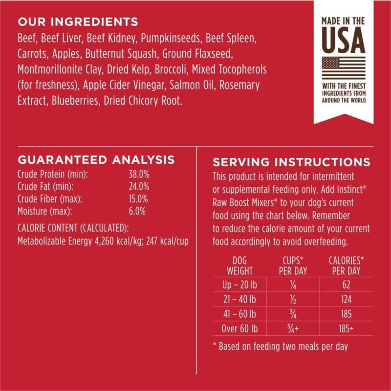 Instinct Raw Boost Mixers, Freeze Dried Dog Food Topper, Grain Free Recipe - All Natural Beef, 6 oz. Bag
