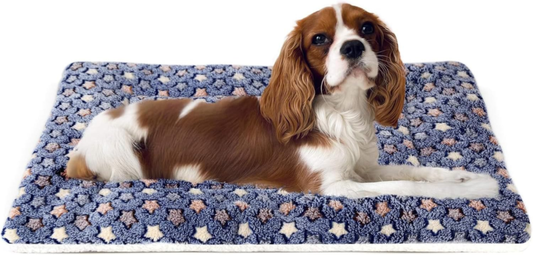 Mora Pets Dog Bed Crate Pad Ultra Soft Pet Bed with Cute Star Print Washable Crate Mat for Large Medium Small Dogs Reversible Fleece Dog Crate Kennel Mat Cat Bed Liner 23 x 18 inch Dark Blue : Pet Supplies