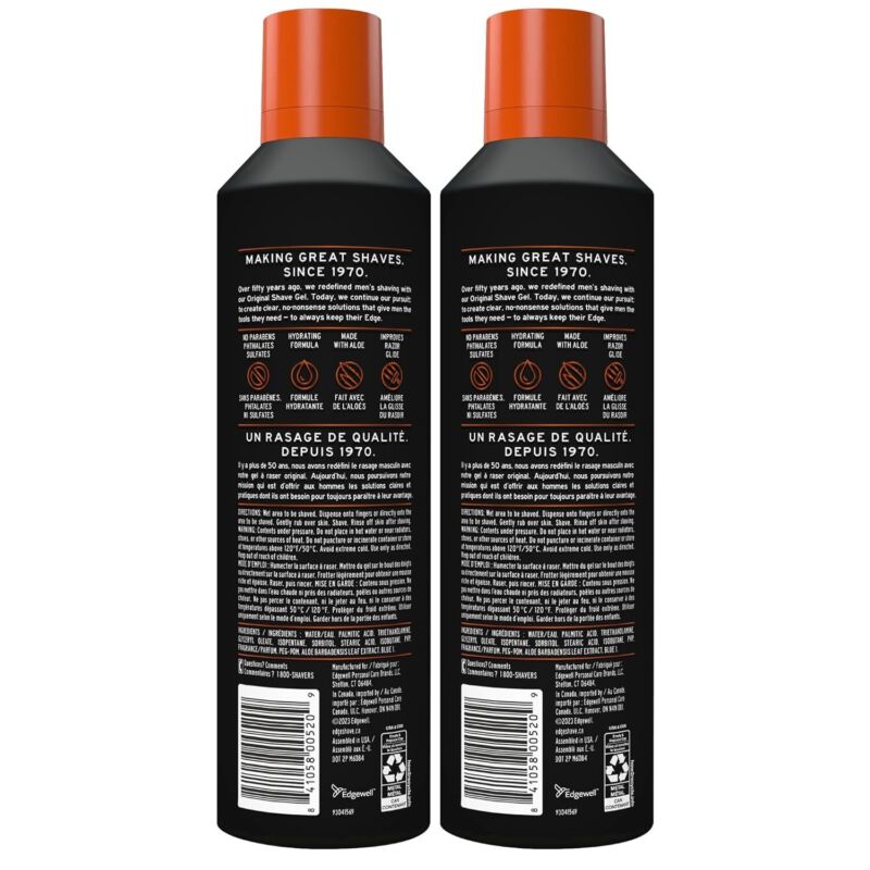 Edge Shaving Gel for Men, 9.5oz, 2 Pack Mens Shave Gel with Aloe, Mens Shaving Cream Sensitive Skin Shave Gel - Moisturizes, Protects, and Soothes : Beauty & Personal Care