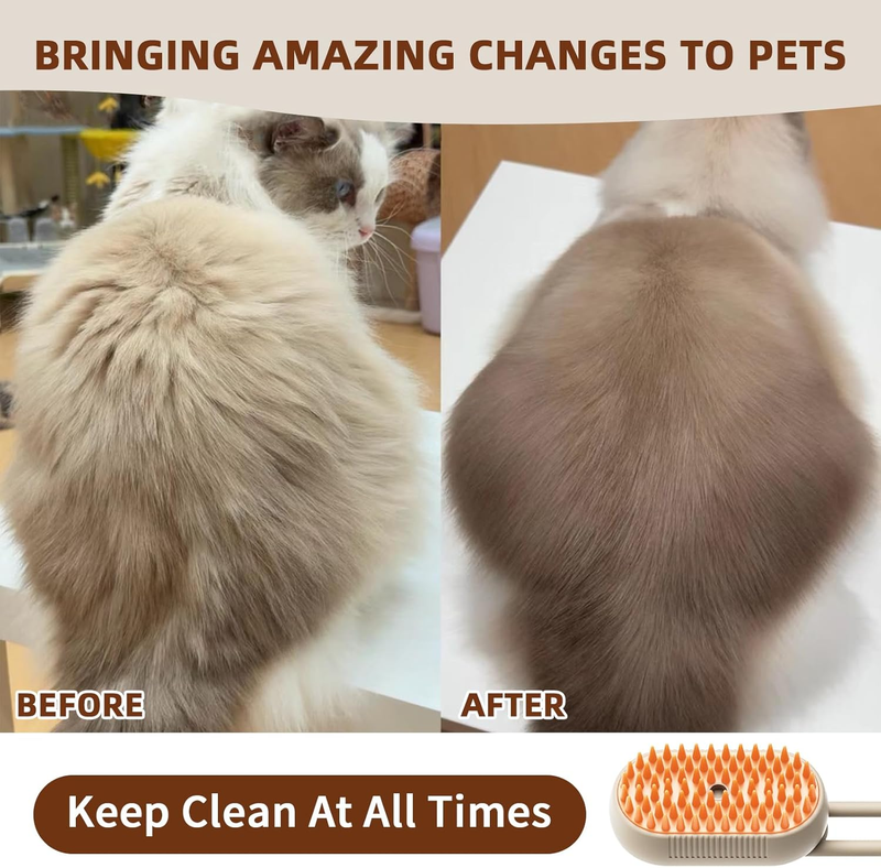 4 in 1 Cat Steam Brush for Shedding, Rechargeable Steam Pet Brush for Dog and Cat, Anti-Static, Massage, Cleaning, Shedding & Combing All In One!(Brown) : Beauty & Personal Care