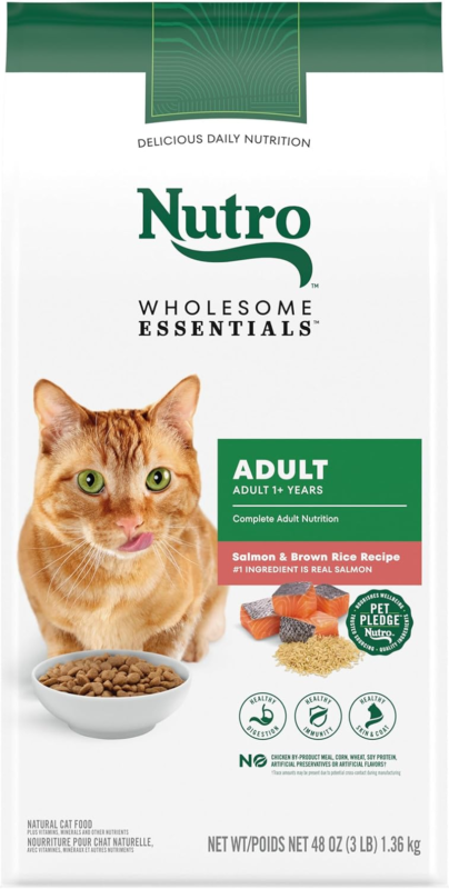 Nutro Wholesome Essentials Adult Dry Cat Food, Salmon & Brown Rice Recipe, 3 lbs. : Pet Supplies