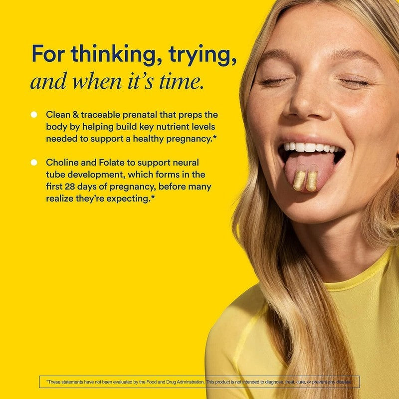 Ritual Essential for Women Prenatal Multivitamin: Folate & Choline for Neural Tube Support, Omega-3 DHA for Fetal Brain Development, Iron, Calcium-Helper D3 & K2, Non-GMO, Vegan, Citrus, 30 Days : Health & Household