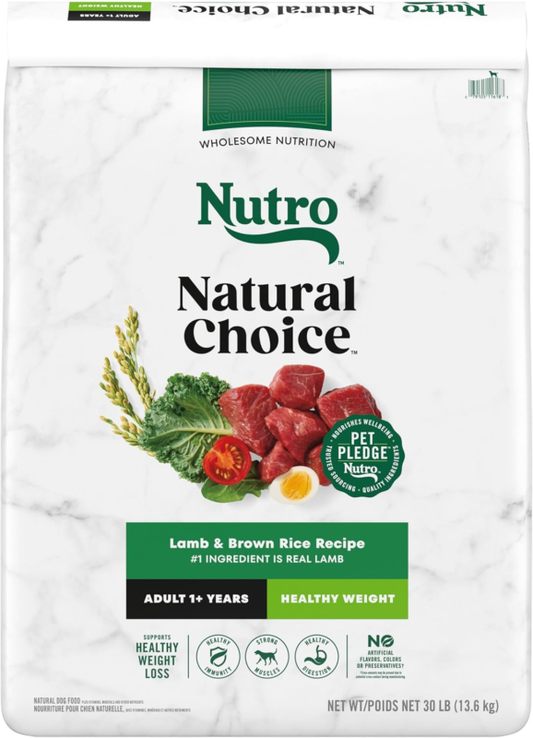 Nutro Natural Choice Adult Healthy Weight Dry Dog Food, Lamb and Brown Rice Recipe, 30 lbs. : Pet Supplies