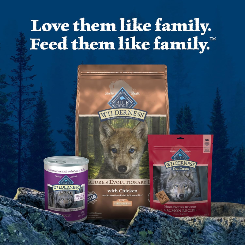 Blue Buffalo Wilderness Natural High-Protein Dry Food for Large Breed Puppies, with Wholesome Grains, Chicken, 28-lb bag. : Home & Kitchen