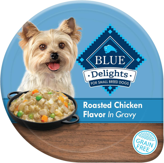 Blue Buffalo Delights Small Breed Natural Wet Dog Food, Rotisserie Chicken Flavor in Gravy, 3.5-oz Cups, 12 Count