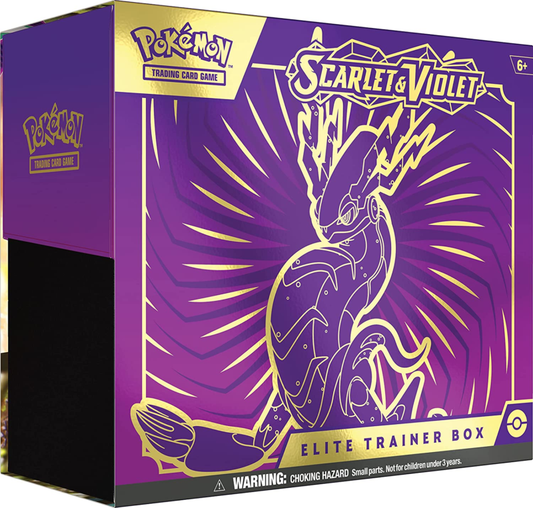 Pokémon TCG: Scarlet and Violet Elite Trainer Box - Miraidon Purple (1 Full Art Promo Card, 9 Boosters and Premium Accessories) : Toys & Games