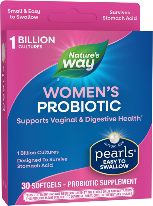Nature's Way Women's Probiotic Pearls, Supports Vaginal and Digestive Health*, 1 Billion Live Cultures, No Refrigeration Required, 30 Softgels (Packaging May Vary) : Health & Household