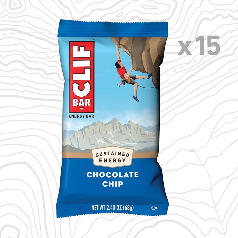 CLIF BAR - Chocolate Chip - Made with Organic Oats - Energy Bars - Non-GMO - Plant Based Protein Bars (15 Pack) : Health & Household