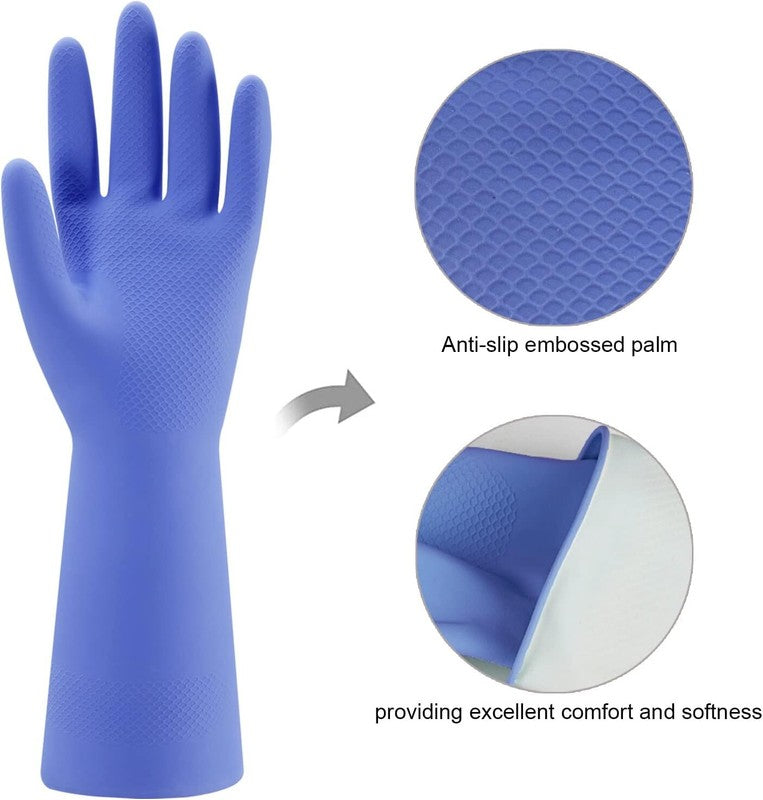 Rubber Kitchen Dishwashing Gloves - 4 Pairs Colorful Reusable Household Cleaning Gloves for Washing Dishes and Cleaning Tasks, Flexible Long-lasting and Non-Slip (Medium, Blue+Pink+Yellow+Orange) : Health & Household