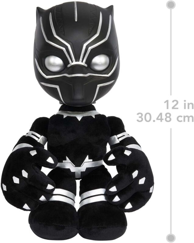 Mattel Marvel Black Panther Plush 11-inch Figure, Heart of Wakanda T'Challa with Soft Body Plus Lights and Sounds : Toys & Games