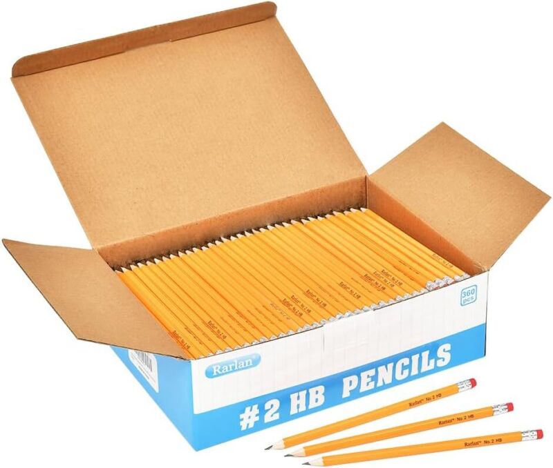 Rarlan Wood-Cased #2 HB Pencils, Pre-sharpened, 360 Count Bulk Pack : Office Products