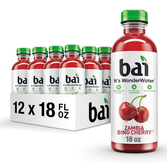 Bai Antioxidant Infused Water Beverage, Zambia Bing Cherry, with Vitamin C and No Artificial Sweeteners, 18 Fluid Ounce Bottle, 12 Pack : Grocery & Gourmet Food