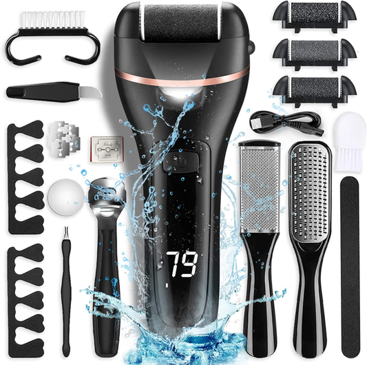 Electric Callus Remover for Feet, Rechargeable Portable Electronic Foot File Pedicure Kit, Waterproof Foot Scrubber File, Professional Pedicure Tools, Foot Care for Dead Skin Ideal Gift, 3 Rollers : Beauty & Personal Care