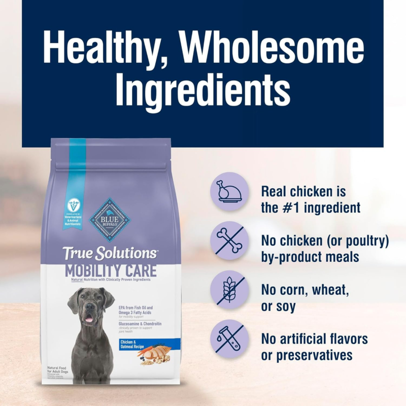 Blue Buffalo True Solutions Mobility Care Natural Dry Dog Food for Adult Dogs, Chicken, 11-lb. Bag