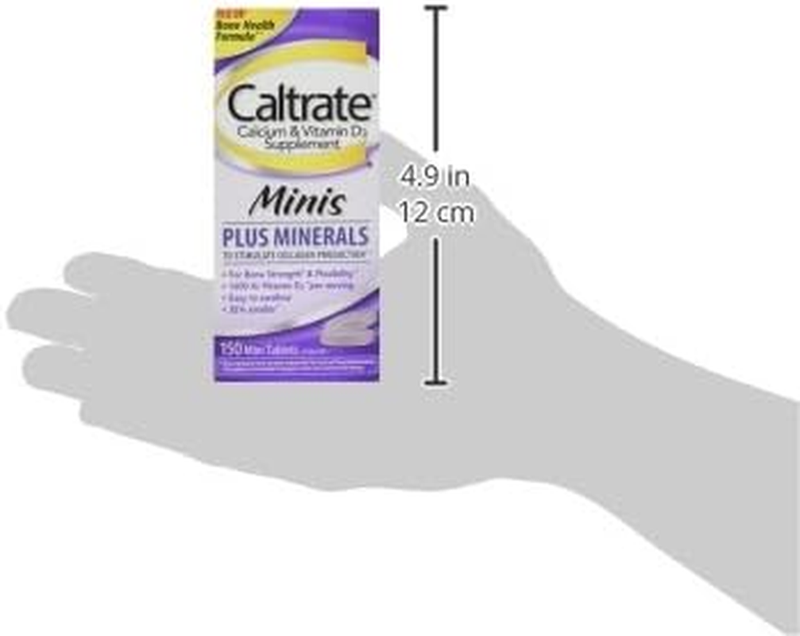 Caltrate Minis 600 Plus D3 Plus Minerals Calcium and Vitamin D Supplement Tablets, Bone Health and Mineral Supplement for Adults - 150 Count : Health & Household