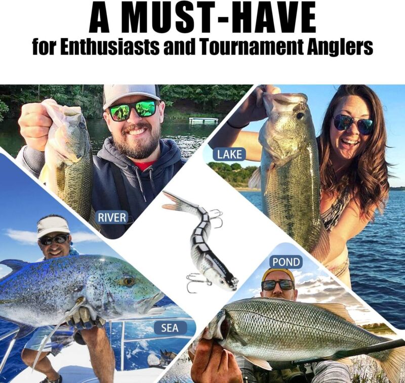 TRUSCEND Fishing Lures for Bass Trout Multi Jointed Swimbaits Slow Sinking Bionic Swimming Lures Bass Freshwater Saltwater Bass Lifelike Fishing Lures Kit : Sports & Outdoors